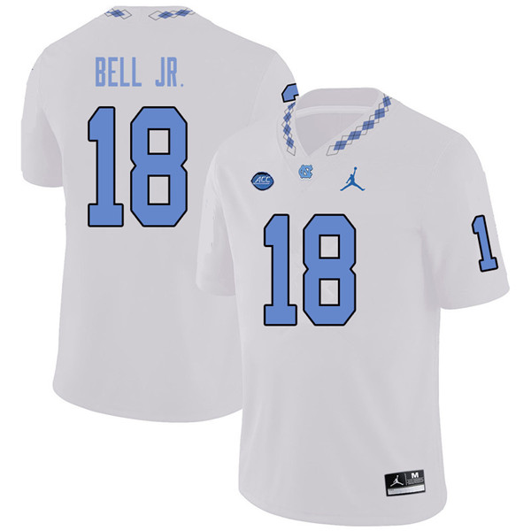 Jordan Brand Men #18 Corey Bell Jr. North Carolina Tar Heels College Football Jerseys Sale-White